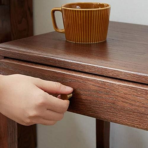 Telephone Table, Side Table with Drawer,Solid Wood Nightstand,Sofa Telephone Tables,Small Living Room Coffee Table,Double-Layer Storage,Walnut Color