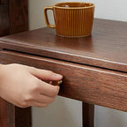 Telephone Table, Side Table with Drawer,Solid Wood Nightstand,Sofa Telephone Tables,Small Living Room Coffee Table,Double-Layer Storage,Walnut Color