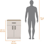 Kitchen Pantry with 2 Doors and 1 Drawer, Melamine and Particleboard | Measures 23.6 inches width, 33.5 inches hight, and 15.9 inches depth