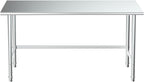 Treshin Open Base Stainless Steel Table 24" X 48" | Commercial Heavy Duty Prep & Work Table for Kitchen, Restaurant, Home, Hotel, Laundry