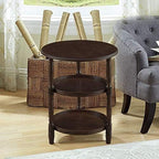 Telephone Table, Small Telephone Coffee Side Table,Living Room Sofa Side Table,Three Layers of Storage,Round Tray Side Table,No Assembly Required(Color:Black Walnut,Size: