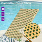 PURPLE LEAF Extra Wide Patio Lounge Chair Resort Wicker Set of 2, Green | Durable Handwoven Wicker, Matte Teak Wood-Grain Aluminum Frame, 5 Adjustable Positions, Non-Slip Pads, 440 lbs Capacity