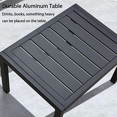 PURPLE LEAF Pool Lounge Chaise Set of 3 Outdoor Lounger Chair, Navy Blue | 2 Chaise + 1 Table, Aluminum Frame, Adjustable Headrest & 5 Recline Angles, Stackable, UV Textilene Fabric, S-Curve Backrest
