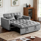 54" Convertible Sofa Bed with Adjustable Backrest, Dark Gray | Soft Velvet Sleeper Loveseat with Pull out Bed, Adjustable Backrest, Side Pockets, Ideal for Apartments and Guest Rooms