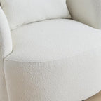 KINWELL 34" W Sherpa Swivel Barrel Accent Chair with Pillow, Cream
