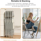 6 Pack Padded Folding Chairs with Fabric Cushion and Back, Oatmeal Stripe | Heavy Duty Foldable Dining Chair Set with Steel Frame Stackable Seat for Party Home Office Event Wedding Indoor Outdoor