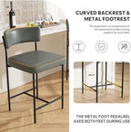 Bar Stools Set of 2, Faux Leather Counter Height Barstools with Curved Back, 25 Inch Upholstered Bar Chairs, Modern Counter Stools for Kitchen lsland, Grey
