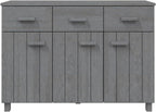 Dark Grey Solid Pine Wood Sideboard with 3 Drawers, MDF Medium Buffet Cabinet for Dining Room and Living Room Storage, Modern Traditional Design, Durable Furniture
