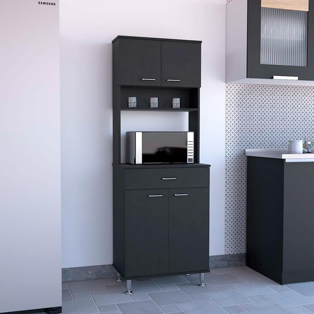 Tuhome Santoro 60 Pantry Cabinet with Double Doors, Adjustable Shelves, Versatile Storage for Kitchen, Dining, and Utility Rooms