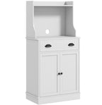 49" Kitchen Microwave Cabinet/Stand with Storage and Drawers, Pantry Storage Cabinet with Hutch & Adjustable Shelves for Kitchen, Dining Room, Living Room, Hallway in White