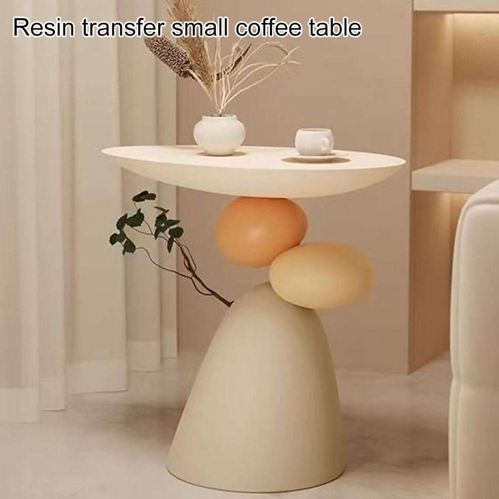 Multifunctional Resin Side Table, Distinctive End Table, Good Luck Coffee Table, Sofa Centre Table, Furniture for Living Room Decorations(White)