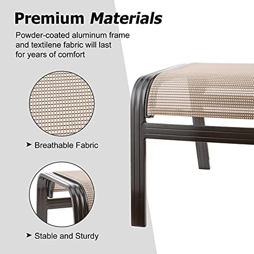 Outdoor Patio Footstools Aluminum Outdoor Ottomans Footrest Small Seating Wicker Furniture Patio Ottoman 2 Pieces Brown