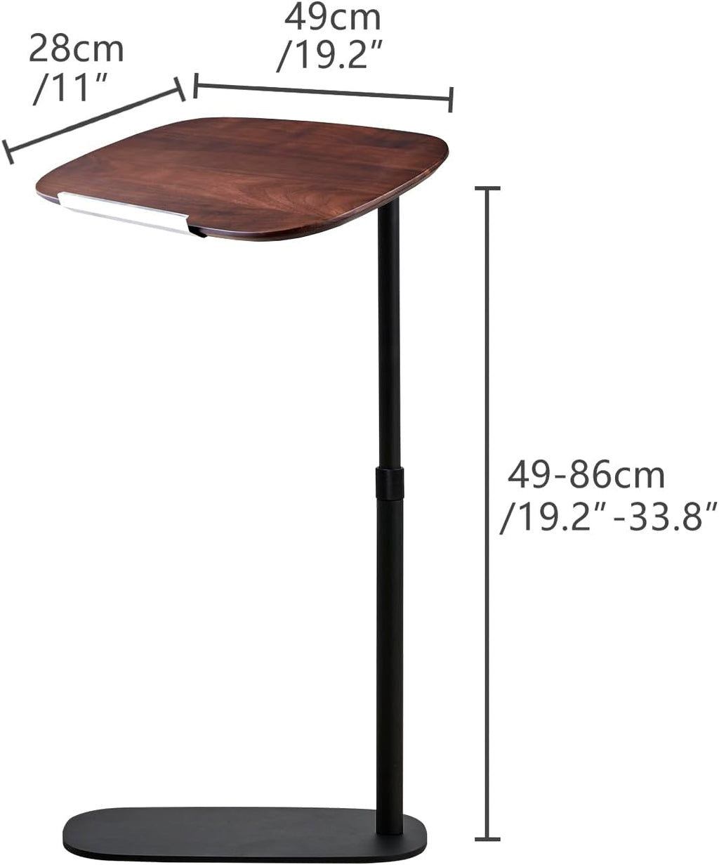 Modern C Shaped Side Table, with Adjustable Height and Swivel Top Sofa Table, Laptop Table for Living Room, Bedroom, Study and Small Spaces, Walnut Wood