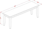 East West Furniture DUB-MAH-W Dudley Dining Table Bench with Wooden Seat, 51x15x17 Inch, Mahogany