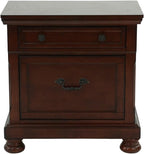 Rubber Wood 2 Drawers Nightstand in Antique Cherry Finish ﻿,for Small Spaces