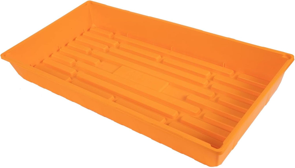 SUNPACK 10" x 20" Mega Plastic Seed Starting Tray, Orange, 2.5" (Pack of 10) - No Drainage Holes, Ideal for Greenhouses or Indoor Gardening - Made of Thick, Strong Plastic