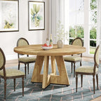 Tribesigns Farmhouse Dining Table, 47 Inch Round Dinner Table for 4, Rustic Round Dining Room Table for Home Dining Room Living Room (Natural)