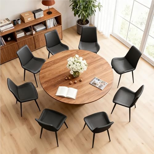 Black Dining Chairs Set of 4, PU Leather Dining Room Chairs, Upholstered Kitchen Chairs with Ergonomic Backrest & Sturdy Metal Legs, Perfect for Dining Room, Living Room, Black