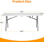 PayLessHere Folding Tables 6ft Plastic Half Portable Foldable Table for Parties Wedding BBQ Camping, White 6 FT