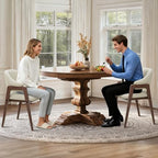 MALOL Wooden Dining Chairs Set of 4, Modern Fabric Upholstered Dining Room Chair, Kitchen Side Chairs, Farmhouse Dinner Chair with Curved Open Back for Kitchen, Beige