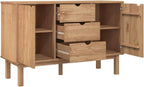 Scandinavian Sideboard Solid Pine Wood Engineered Wood Medium Large Brown 4 Pieces with 3 Drawers 2 Doors for Living Room Dining Area Storage