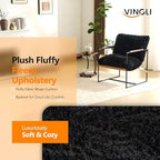 VINGLI 28" Wide Plush Upholstery Sling Modern Accent Chairs Set of 2, Cute Reading Armchair with Removable Seat Cushion & Tan Microfiber Seat Base, Lazy Chair for Bedroom & Lounge,Black
