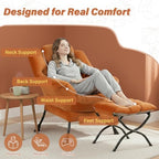 Lazy Chair with Ottoman,Comfy Accent Living Room Chair with Footrest Set | Removable & Machine-washable Cover,Reading Chair with Armrests,Upholstered Lounge Chair for Bedroom,Dorm,Office,Small Space