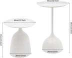 Nesting Side Tables Set of 2, White Iron Round Pedestal End Table | Metal Nesting Side Table Set, 15.75in Round Tray Top, Modern Sofa Table Accent Table for Living Room Bedroom Apartment