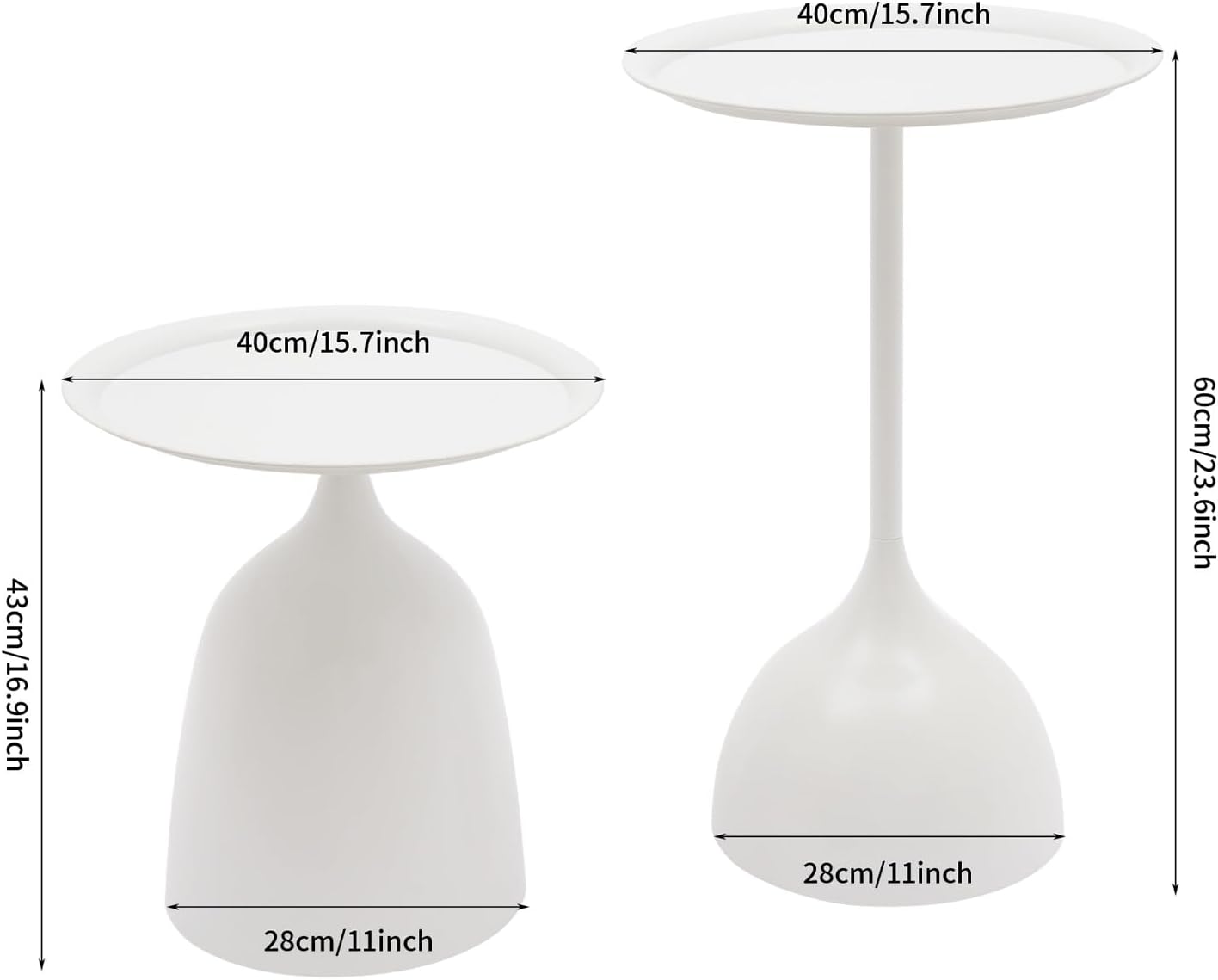 White Nesting Tables, 2pcs round white nesting side tables for Living Room | End tables nesting, Space-saving design for living room, bedroom, or office. Durable iron construction with 11-inch base