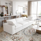 JACH Modular Sectional Sofas for Living Room, Deep 3-Seats Convertible Couch, Cushion Covers Removable, Modern Cloud Sectional Couches for Apartment (White), 120WE-3