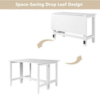GDFStudio Marford 47" Extendable Dining Table, Modern Rectangular Kitchen Dinner Table for 4 with Drop Leaf, Wooden Dining Furniture for Kitchen Office Conference Room, Console Dining Table, White