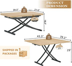 Adjustable Height Coffee Table to Dining Table, Lift Top Foldable Dining Table with Expandable Top & Wheels, Convertible Coffee Table for Small Spaces & Apartments