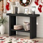 MAHANCRIS Console Table, 39.4'' Black Rectangular Entryway Table, Modern Console Table with Storage, Sofa Tables for Hallway, Foyer, Living Room, Easy Assembly, Black CTHB16801