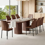 79" Dining Table Set for 8,Large Rectangular Kitchen Table Set for 8 with Cushioned Chairs,Modern Mid-Century Wood Dining Room Table Set,Ideal for Dining & Gatherings (Walnut)