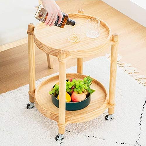 Telephone Table, Solid Wood Storage Rack,2-Tier Pallet Side Table,Outdoor & Indoor Drink Snack Coffee Table Telephone Table,2 Colors(Wood Color-16.53 * 16.53 * 21.65in