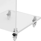 Modern Acrylic Side Table, C-Shaped Sofa Table Nightstand with Storage and Lockable Wheels, Acrylic Sofa Side Table Snack Table On Wheels for Living Room, Bedroom, Office, Bedside, Couch