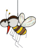 BOXCASA Honey Bee Suncatcher,Bee Stained Glass Suncatcher for Window Hanging Mosquito Decor,Bumblebee Wall Decor for Home Kitchen Bedroom, Bee Themed Gifts for Mom,Grandma or Friends