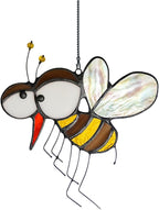 BOXCASA Honey Bee Suncatcher,Bee Stained Glass Suncatcher for Window Hanging Mosquito Decor,Bumblebee Wall Decor for Home Kitchen Bedroom, Bee Themed Gifts for Mom,Grandma or Friends