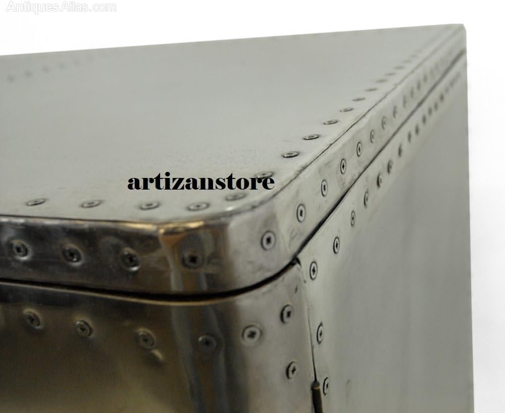 ARTIZANSTORE Aluminium Aviator 2 Door Sideboard End Table Design Side Table Living Room Furniture Decor