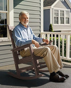 SERWALL Outdoor Rocking Chair Set of 2, HDPE Rocker for Adults, Brown | 21.1" Widened Seat adds Extra Comfort, Oversized Rocking Chair for Adults, All Weather Porch Rocker for Lawn Garden