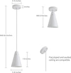 Dijiahua White Pendant Lights Kitchen Island,Dining Room Light Fixtures Over Table 3 Pack with Cone Metal Shade, Modern Farmhouse Mini Chandeliers,Adjustable Cord Hanging Lighting for Bar,Sink