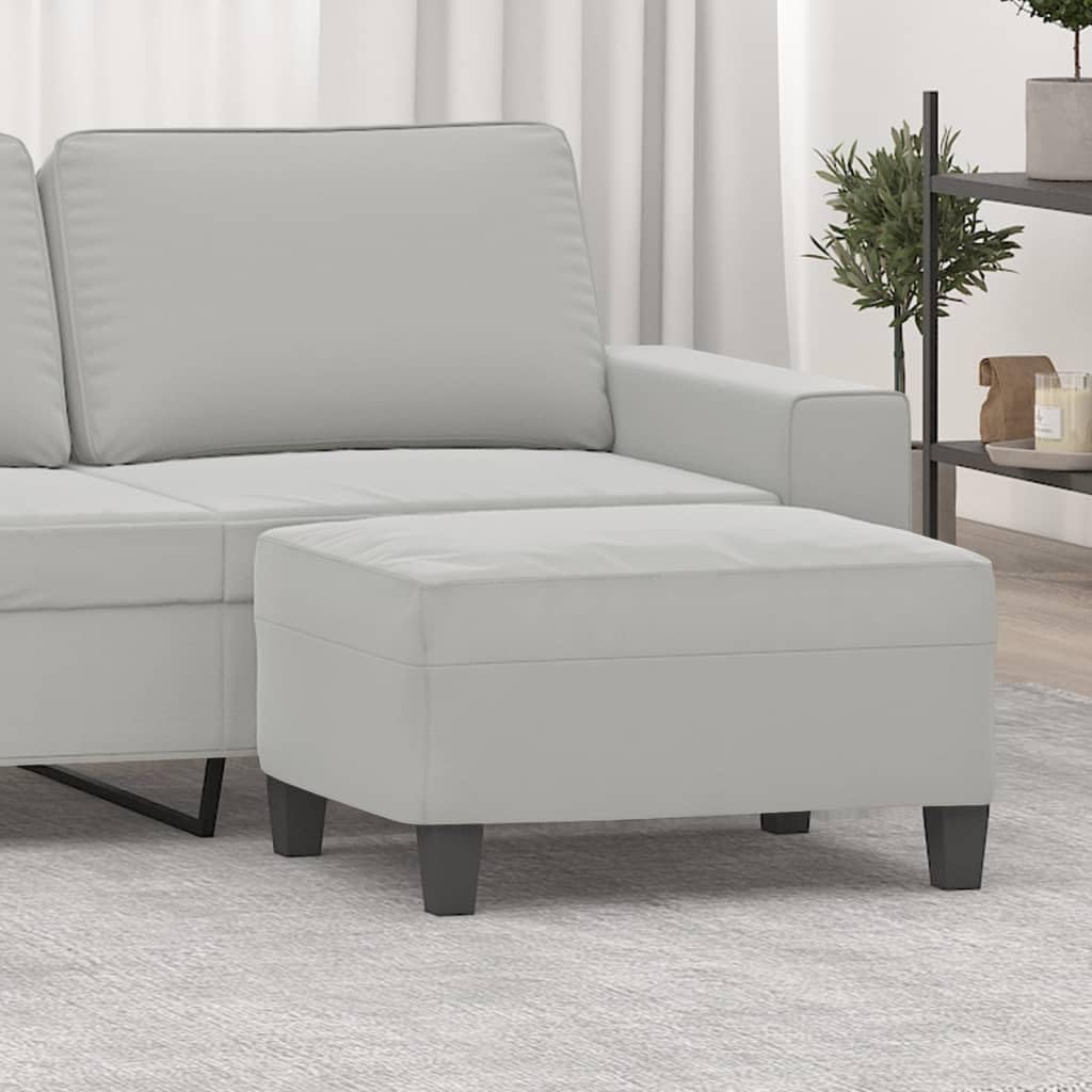 Modern Microfiber Footstool Light Gray 27.6x21.7x16.1 Inches, Sturdy Plywood Frame for Living Room or Bedroom