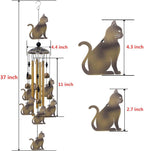 Garden Cat Wind Chimes Outdoor Indoor Decor - with 4 Tubes 7 Cats Wind Chime, Mobile Romantic Cats Wind Catcher, Bronze Cats Wind Bells for Home, Mom Gifts, Balcony, Tree, Festival, Garden Decoration