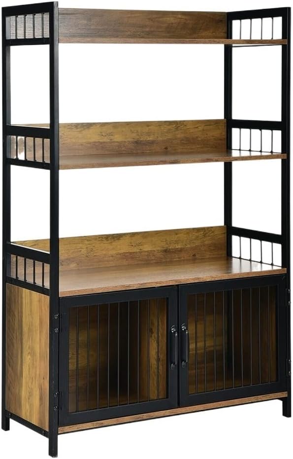 3-Layer Bread Rack Industrial Kitchen Microwave Shelf with Storage Cabinet Multifunctional Furniture (Color : A, Size : As Shown) (A As Shown)