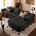 ovios 104" Cloud Couch with L-Shape Chaise,Modern Sectional Modular Sofa with Deep Seat, Upholstered Couches for Living Room Bedroom,No Assembly Required, Grey (Plush Corduroy Fabric)