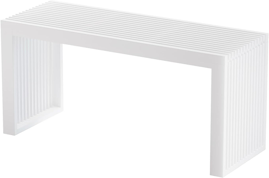 Wisuce Bamboo Dining Bench, 35 inch Entryway Indoor Kitchen Bench, White | Natural Bamboo, 450LBS Weight Capacity, Grille Farmhouse Style, Ideal for entryways, bedrooms, outdoor settings