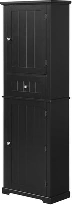 Merax 67.3" Pantry Cabinet with Three Doors & One Drawer, Adjustable Shelves Storage Cupboard for Kitchen/Dining Room/Bathroom, Black
