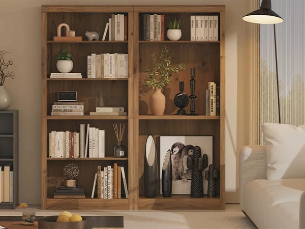 GarveeHome 71 in Tall Bookcase,Wooden Bookshelf with 5 Tiers, Modern Book Shelf in Swedish Oak, Floor Standing Display Shelves for Bedroom, Living Room and Office for Home
