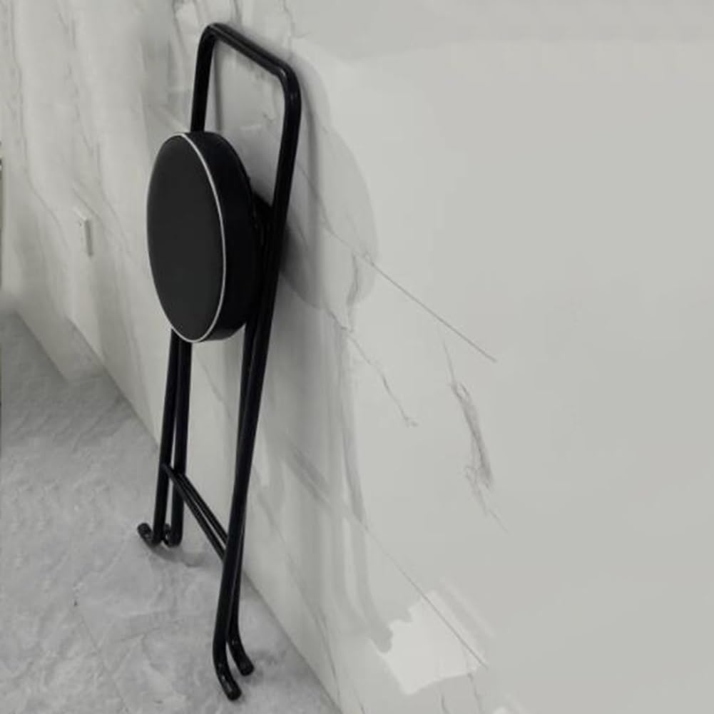 Folding Bar Stool (32inch/80cm)- Comfortable Padded Seat -Kitchen Counter Breakfast Bar Desk Stool Chair - Portable High Chair Stool for Picnic Garden Party (Color : Black B)