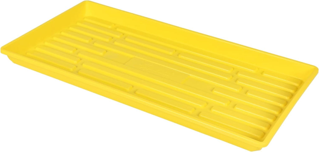 SUNPACK 10" x 20" Heavy Duty Shallow Plastic Seed Starting Tray, Yellow, 1" (Pack of 10) - No Drainage Holes, Perfect for Greenhouses or Indoor Gardening